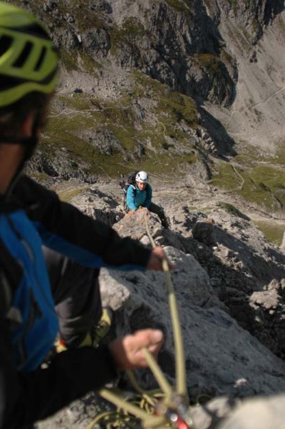 Alpinkletterkurs im Allgäu mit Bergführer.
